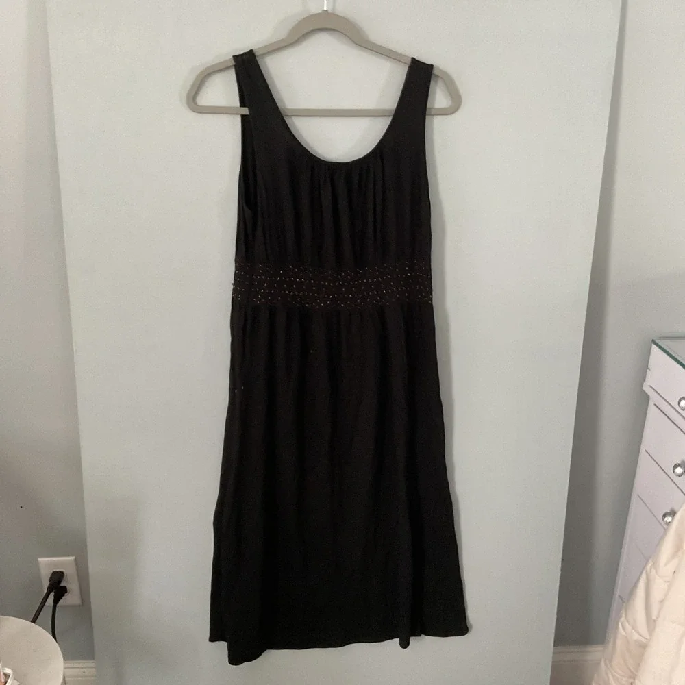 Michael Kors Black‎ Ruched Empire Waist Midi Dress Womens Size M